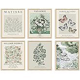 QIAOMICS Sage Green Poster Master Wall Art Print,Matisse Wall Decor Aesthetic,Exhibition Posters Wall Art Flower Pictures for Bedroom,Living Room (8×10inch Unframed)