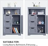 Yaheetech Bathroom Storage Cabinet with 3 Drawers 1 Door Gray view 5