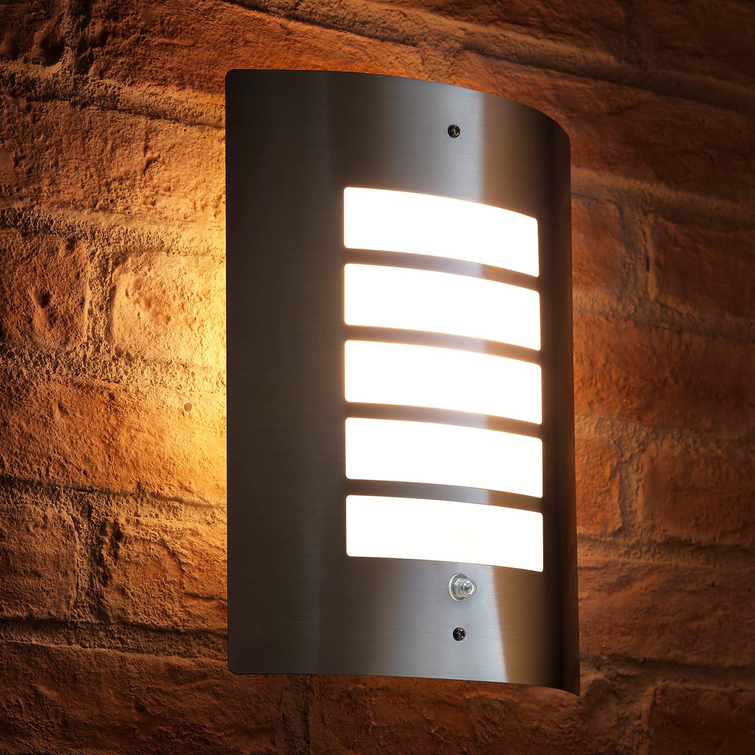 Auraglow Dusk Till Dawn Photocell Daylight Sensor Switch Outdoor Wall Light, Warm White – Silver