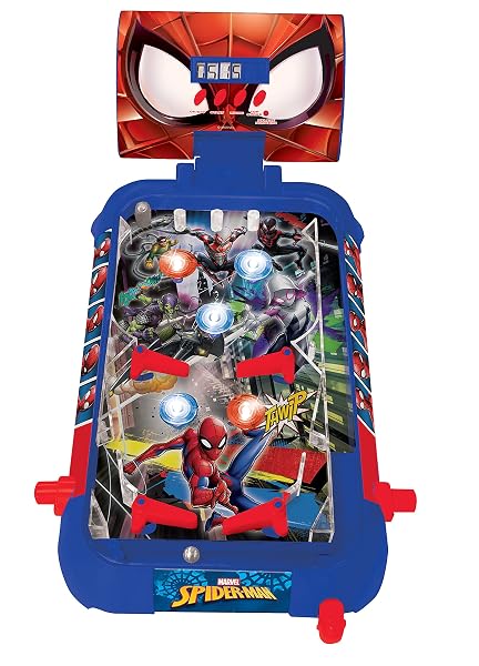 LEXIBOOK MARVEL SPIDER-MAN, TABLE ELECTRONIC PINBALL, ACTION AND REFLEX GAME FOR CHILDREN AND FAMILIY, LCD SCREEN, LIGHT AND SOUND EFFECTS, BLUE/RED, JG610SP