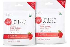 Lolleez Organic Lollipops for Sore Throat Relief – Perfect for Soothing A Sore Throat While Tasting Great – Strawberry, 2-Pack (15-Count Bags, 30 Total)