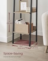 VASAGLE LLS109B50V2 5 Tier Narrow Ladder Shelf Camel Brown Ink Black view 2