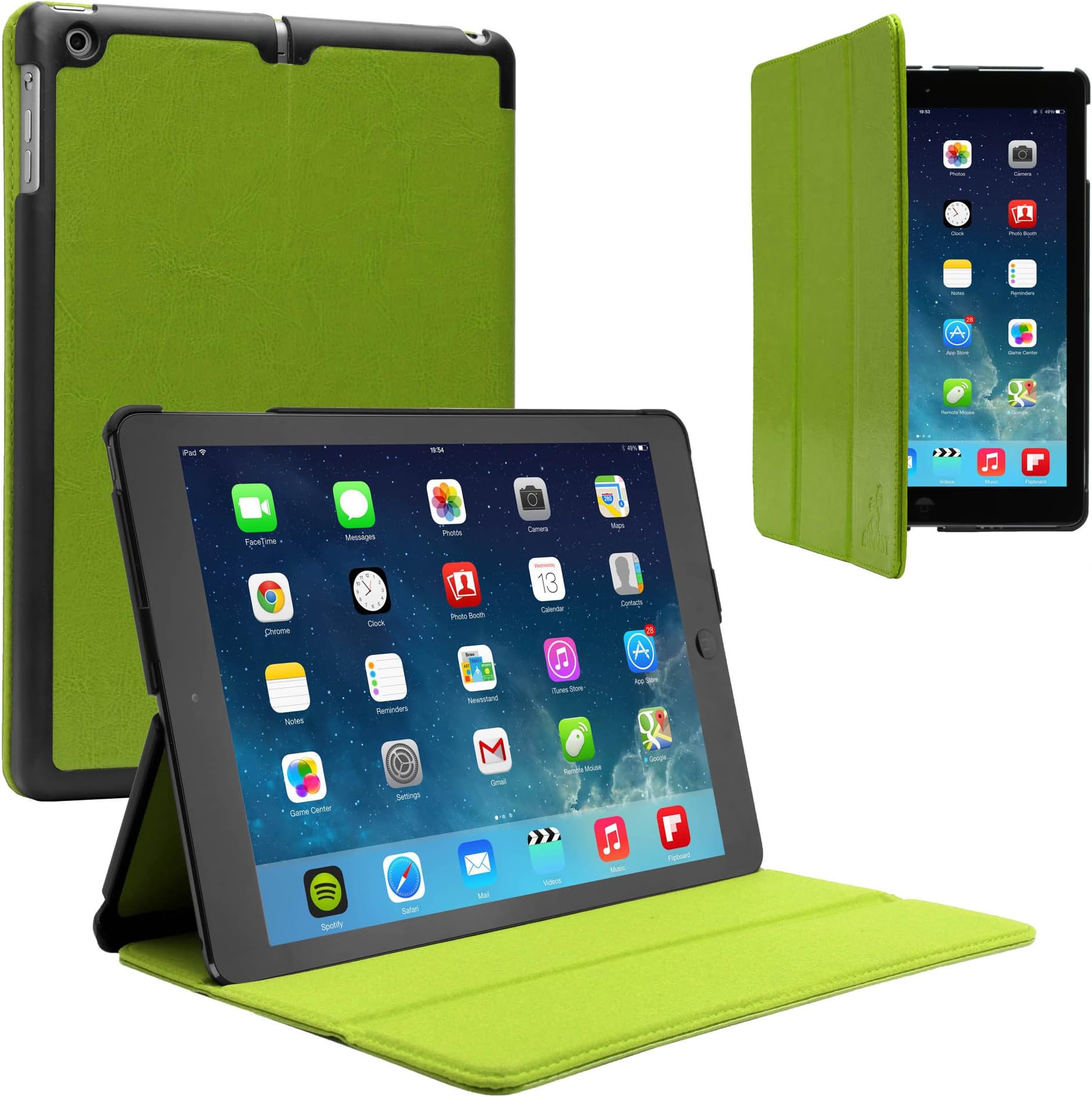 August Lion Premium Thin PU Leather Smart Case Cover for Apple iPad Air - GREEN