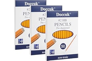 Doccuk Premium Yellow Pre-Sharpened Bulk #2 Pencils With Erasers, Wood-Cased Hb Pencils Suitable For Classrooms,Offices, And Teachers,150 Count