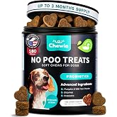 No Poo Chews for Dogs &ndash; Poop Eating &amp; Stool Deterrent, Coprophagia Support | Dog probiotic chews to stop stool &amp; poop eating with digestive support for gut health, loose stool &amp; overall digestive health