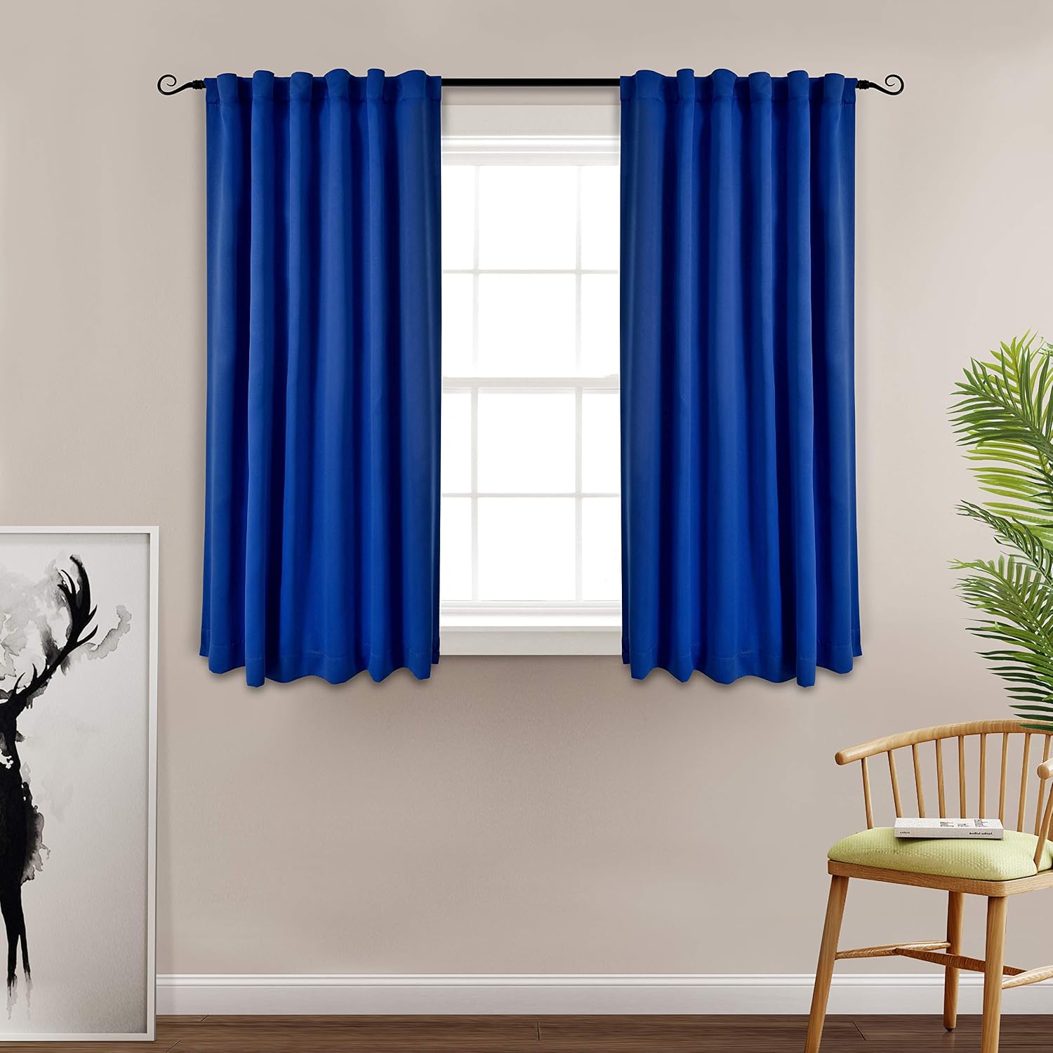 Amazon.com: MYSKY HOME Royal Blue Bedroom Curtains Back Tap and Rod