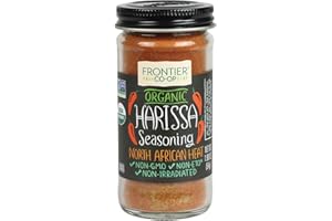 Frontier Co-op Organic Harissa Seasoning, 1.9 Ounce Bottle, N. African Heat with Chili Peppers, Cayenne, Paprika & Coriader