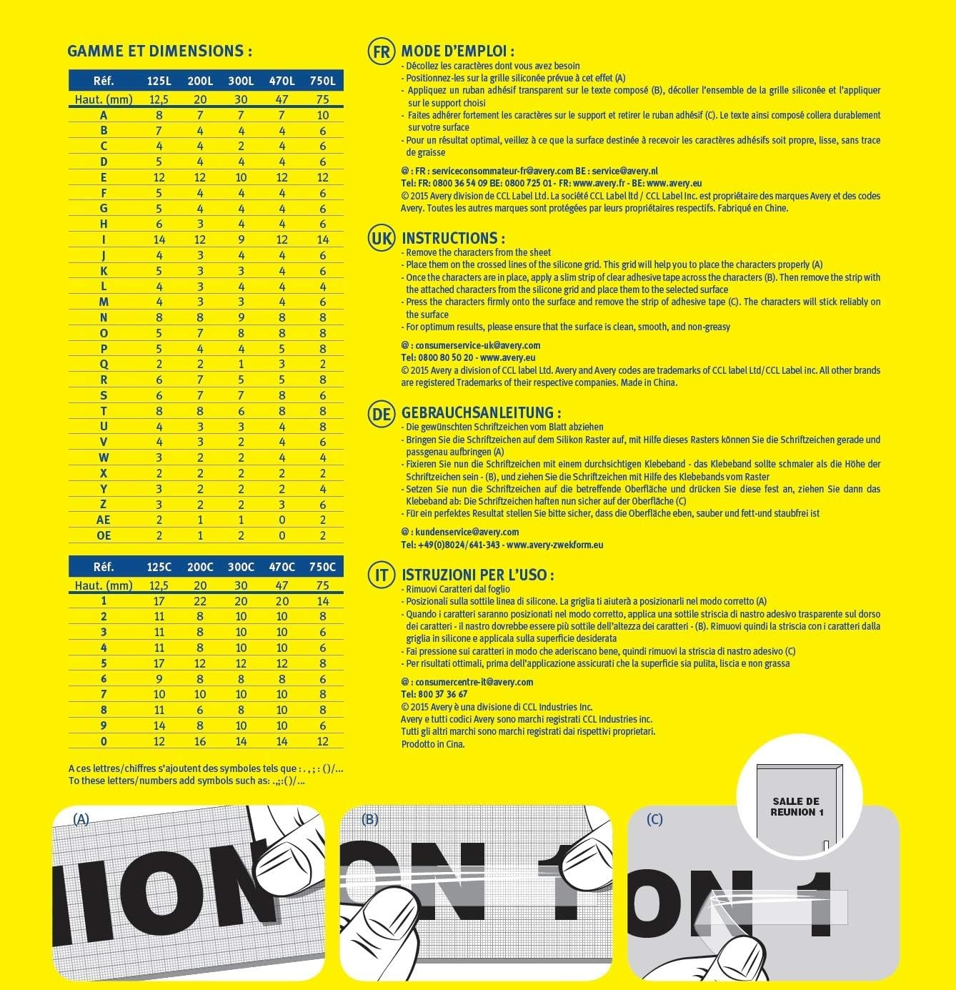 Avery Pack of 138 Self-Adhesive Numbers 75 mm Black (750C) - Image 3