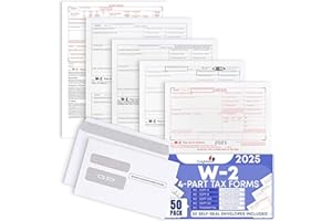 DUTYMARK W2 Tax Forms 4 Part 2025, 50 Employees Kit of Laser Forms with 6 W3s, and 50 Self-Seal Envelopes IRS-Compatible, Great for QuickBooks and Accounting Software, All W2 Lazer Forms in Value Pack,