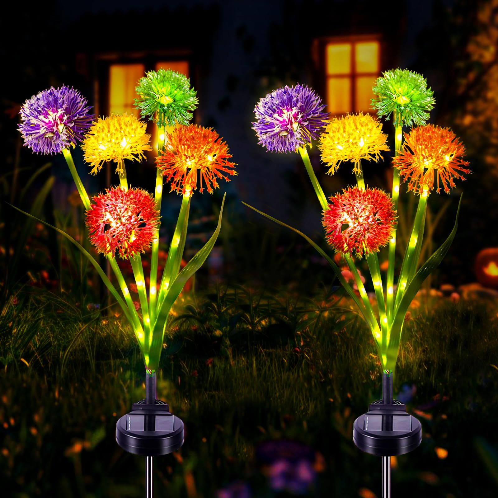 Solar Lights Outdoor, 2 Pack Dandelion Flower with LED Lights, Waterproof 2 Lighting Modes for Lawn Yard Garden Ornaments, Party, Mother's Gifts