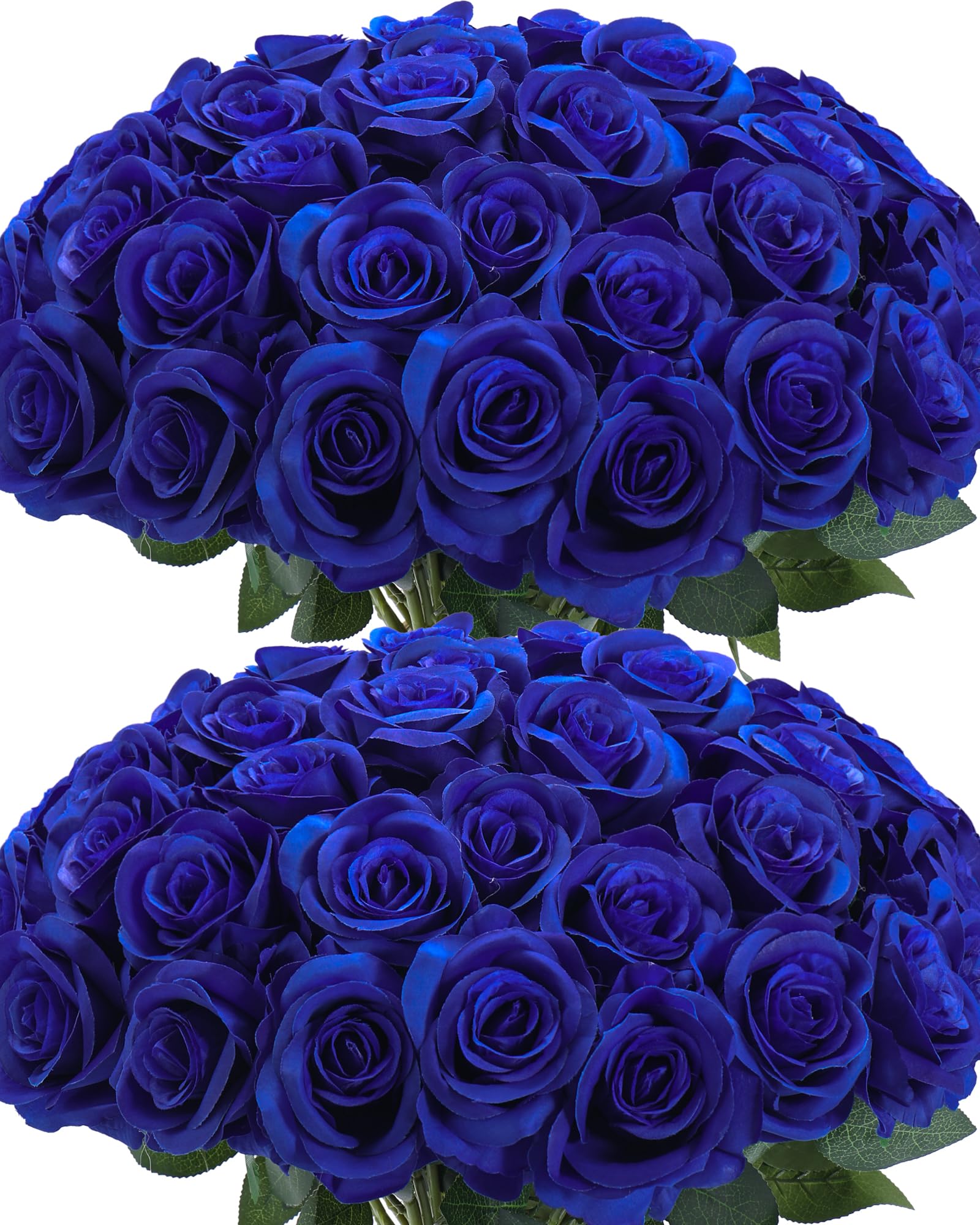 Photo 1 of Lcuasc 50pcs Artificial Roses Flowers in Bulk,Realistic Silk Fake Rose with Long Stem for Wedding Centerpieces Bouquet Party Floral Arrangement Home Decoration(Royal Blue)