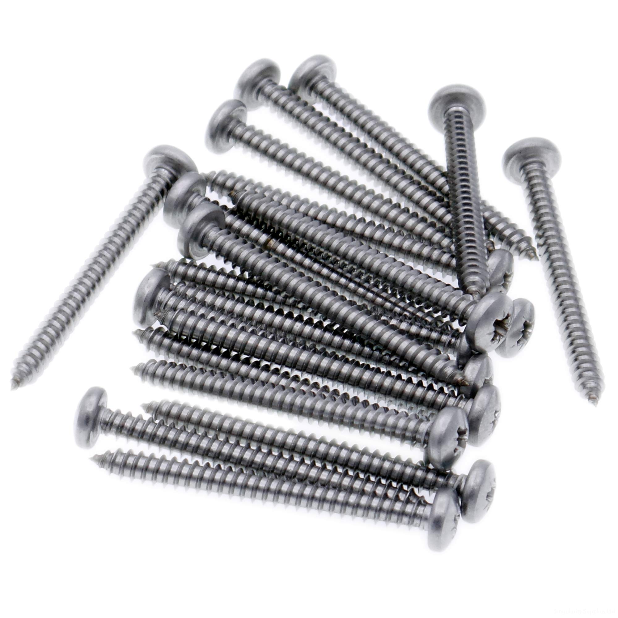 No.7 x 0.875 (3.9mm x 22mm) Pozi Pan Self-Tapping Screw - Stainless Steel (A2) (Pack of 20)