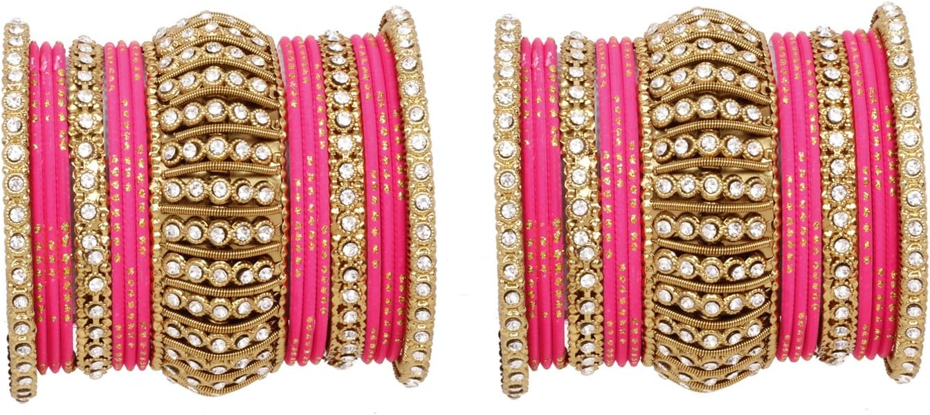 SANARA Indian Bollywood Antique Gold plated Women Traditional Bridal wedding wear bangles set jewelry