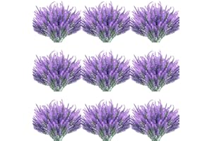JEMONG 20 Bundles Artificial Lavender Flowers Outdoor UV Resistant Fake Flowers No Fade Faux Plastic Plants Garden Porch Window Box Decorating (Classic Purple)