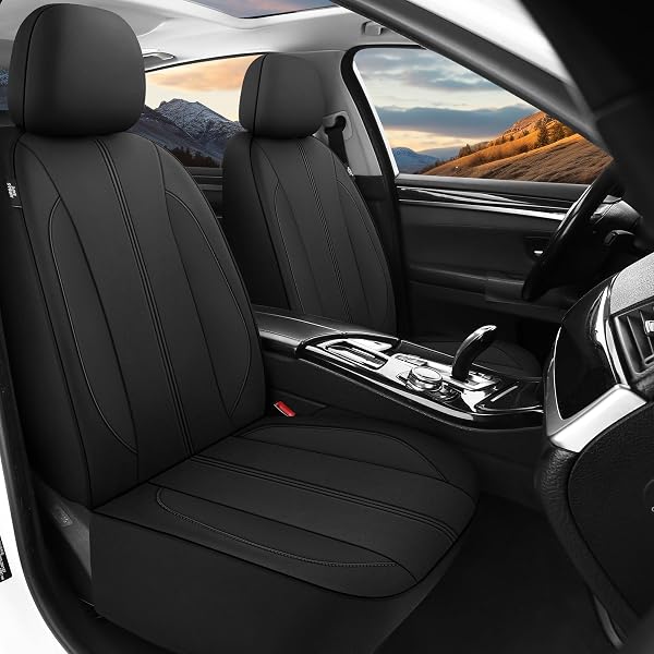 YGL CAR SEAT COVERS FOR FULL SEATS,WATERPROOF SEAT COVERS FOR CARS,DURABLE NEOPRENE CAR SEAT PROTECTORS,INTERIOR COVERS FOR CARS,SEDAN VAN TRUCK SUV(BLACK)