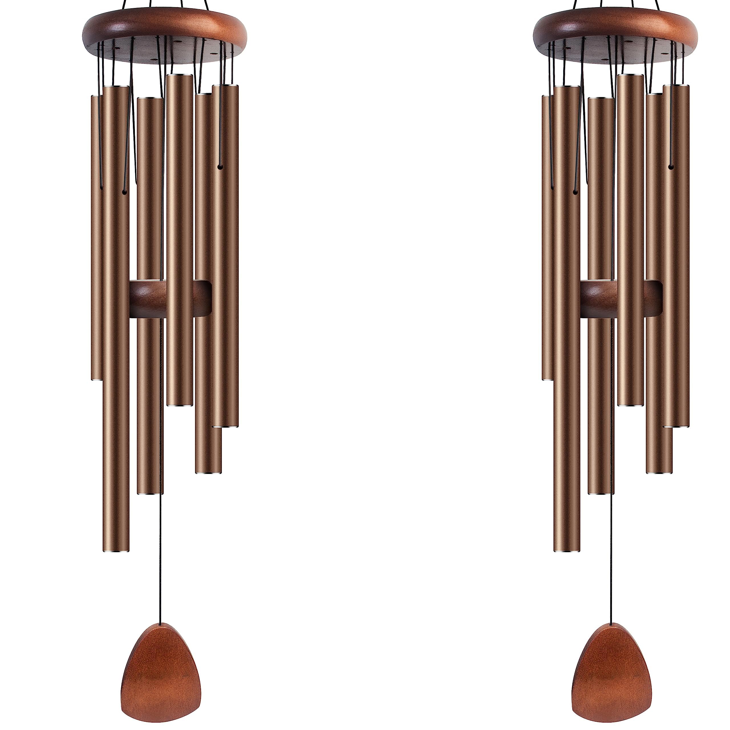 Bursvik Large Aluminium Wind Chimes 37" Inches to Create a Zen Atmosphere Suitable for Outdoor, Garden, Patio Decoration Wind Chimes with Wind Catcher Suitable as A Gift for Unisex(2 Pack Coffe) Image