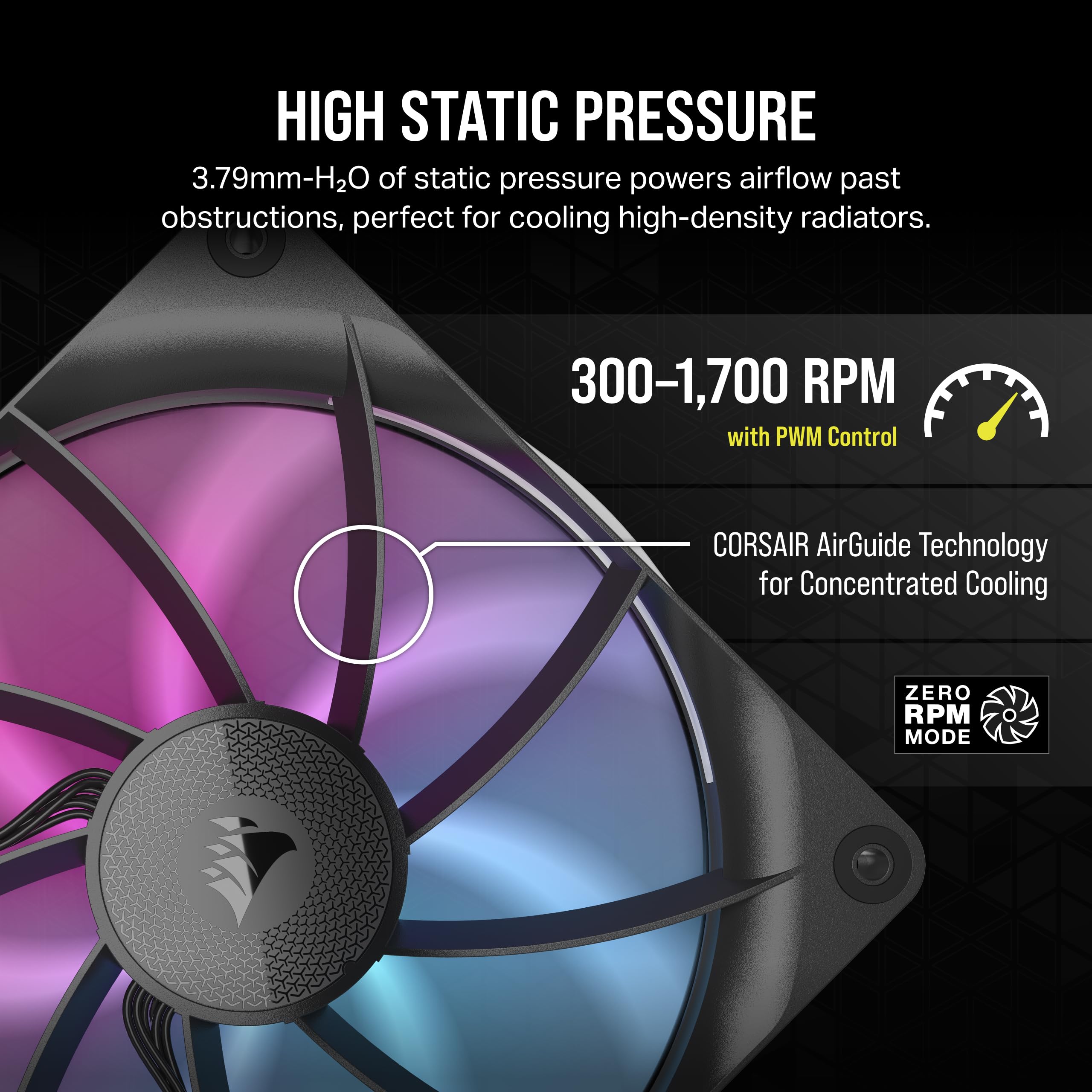 CORSAIR iCUE Link RX140 RGB 140mm PWM Fan - Magnetic Dome Bearing - Single Fan - Black