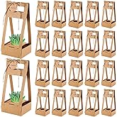 AmazingSpark 24 Pcs Succulent Wrap Bags with Thank You Cards Bulk - Mini Kraft Paper Succulent Gift Box for 2 Inch Pots for Party Favors, Baby Shower, Guests Plant Lovers Gifts