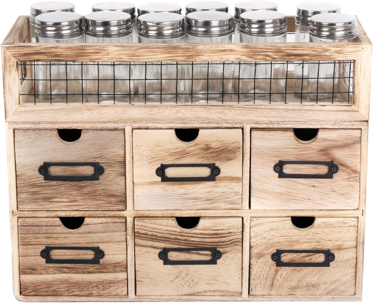 Wooden Spice Jar Organiser In Wood Drawers Amazon Co Uk