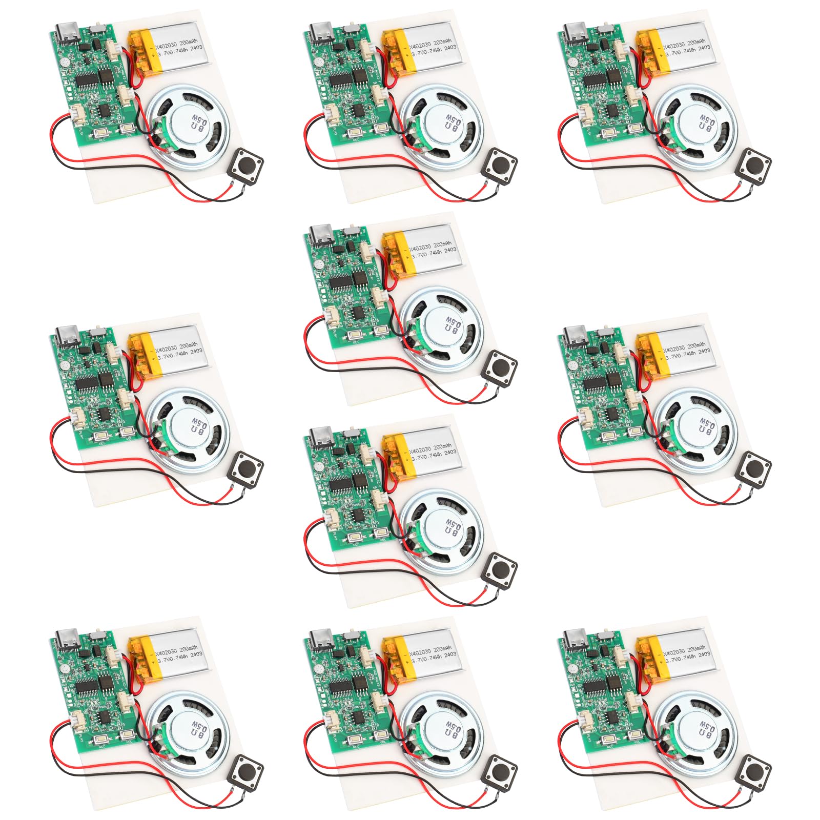 Photo 1 of 10PCS Programmable Sound Recorder Module - DIY Music Voice Recording Module Chip with Speaker, Can Recording 16 Minutes Sound Music for Personalized Greetings, Holiday Crafts Cards