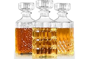 Glass Decanters for Liquor, Whiskey Decanter for Men Liquor Decanter Bottles for Alcohol, Presents for Dad, Tequila Decanters