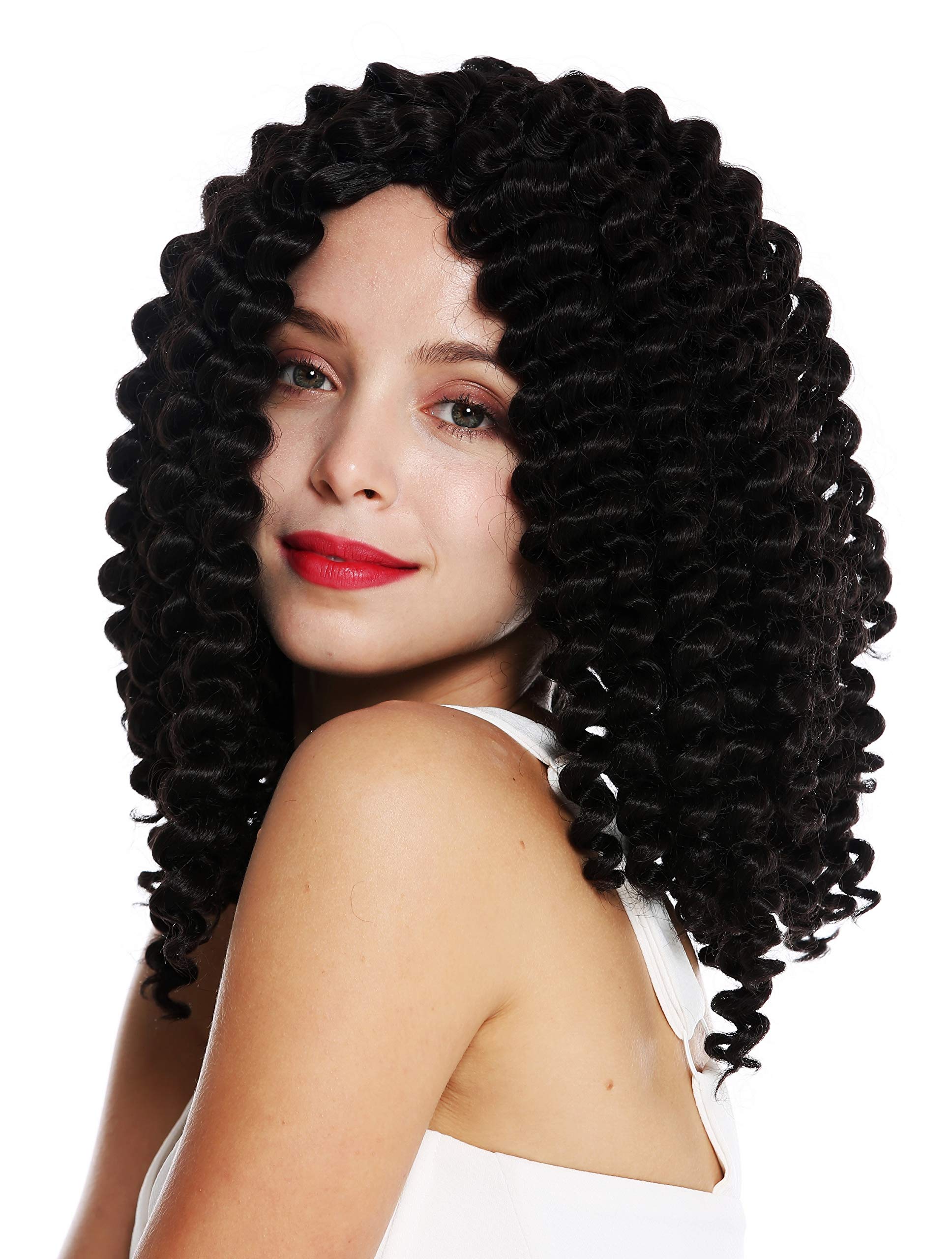 WIG ME UP - ZM-1610-4 women's quality wig shoulder length voluminous afro curls corkscrew curls middle parting dark brown