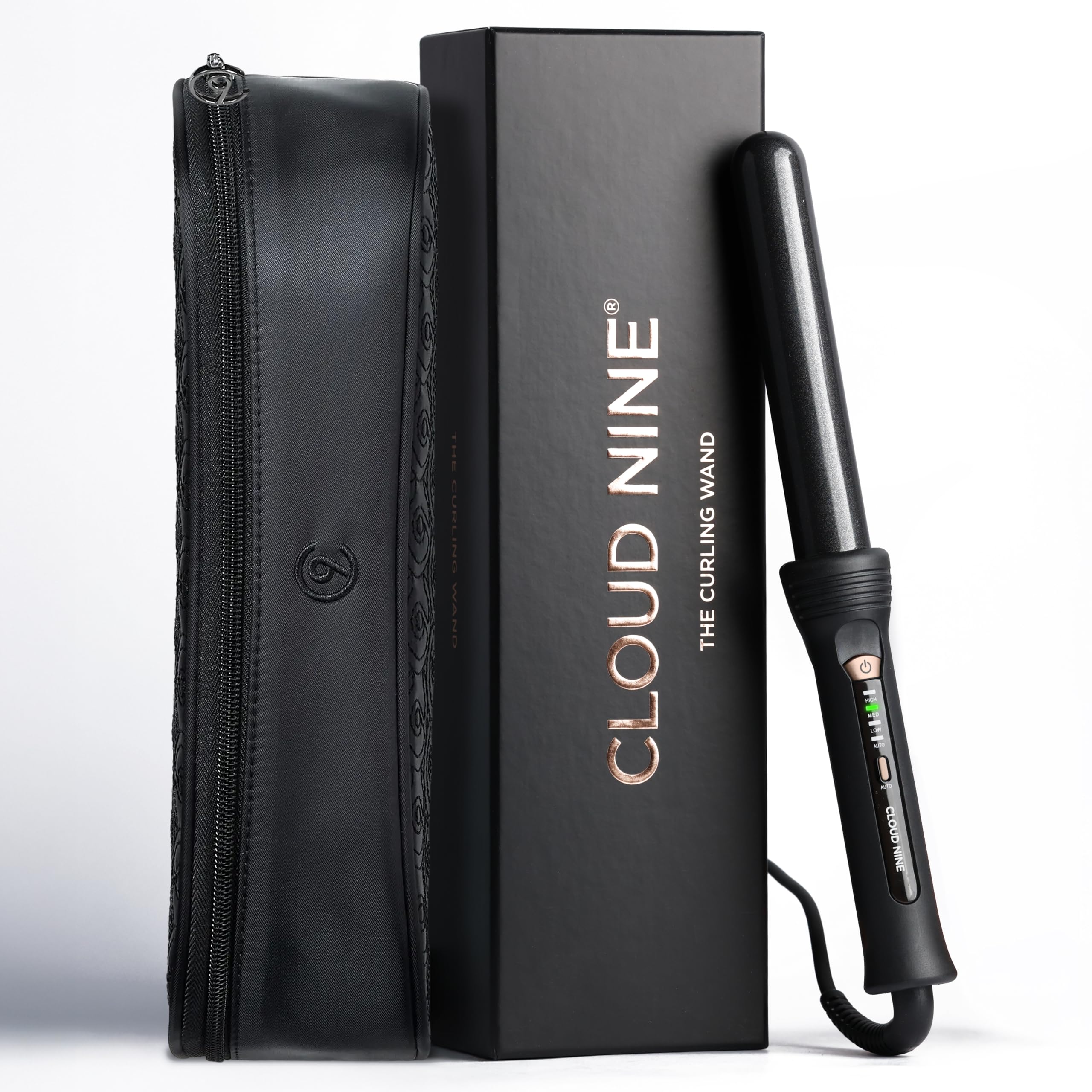 CLOUD NINE The Curling Wand Hair Curler Gold | Styling Tool Variable Temperature Control 125°C to 175°C Range of Hair Types Strong Shiny Healthy Results | Ceramic Barrel Pivoting Cord