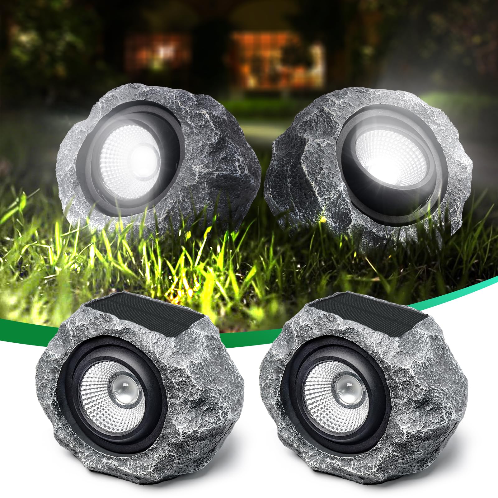 Photo 1 of DGSCAK Solar Rock Lights Outdoor (2pcs), Solar Spotlights Waterproof Waterproof Super Bright Glow Rocks Outdoor Garden IP65 Waterproof Garden Lights for Yard Walkway Pathway Patio YardGarden
