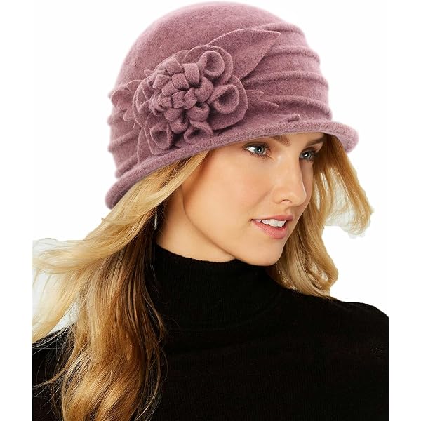 Women 1920s 100% Wool Vintage Cloche Bucket Winter Hat with  display picture 1