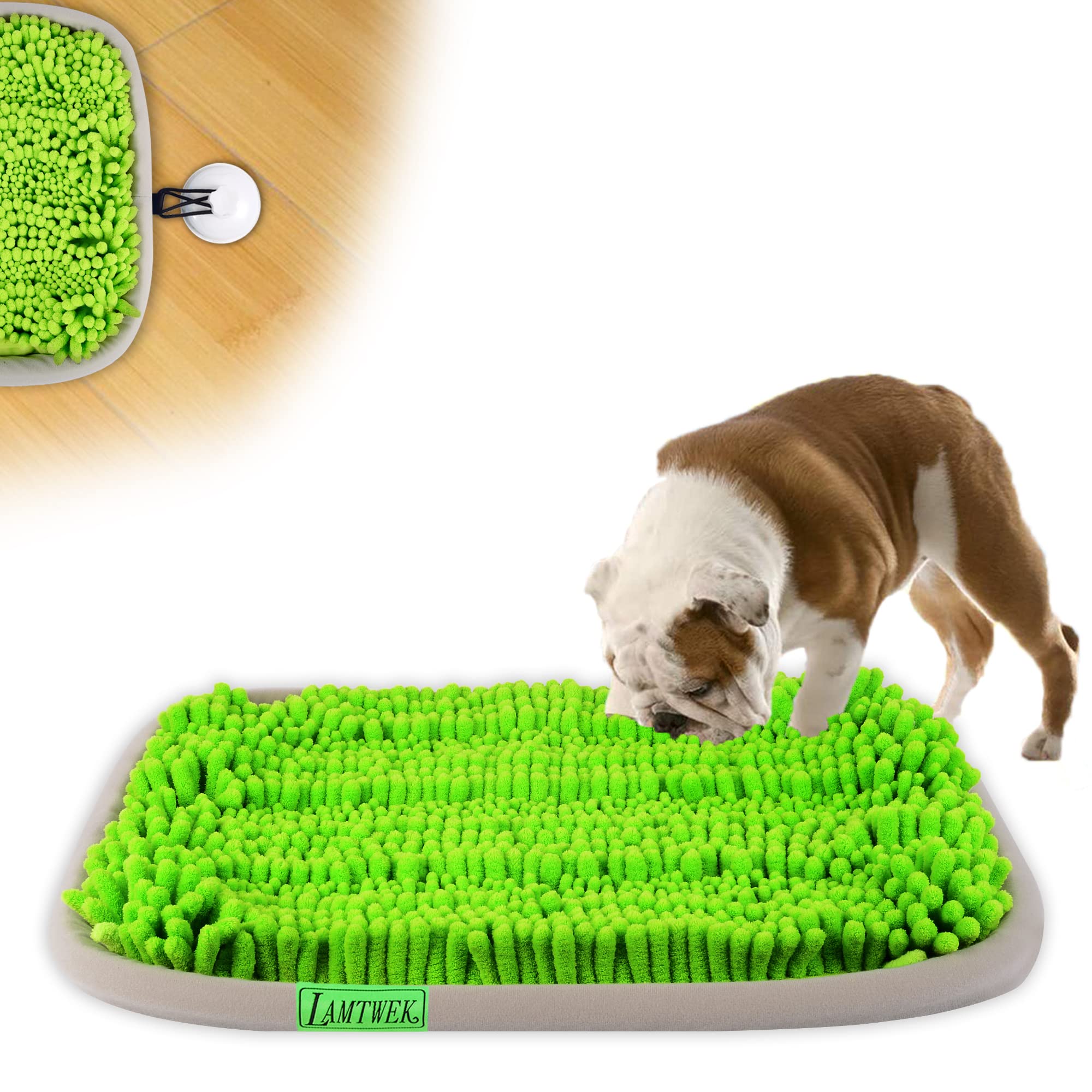 LAMTWEK New Snuffle mat for dogs(17" x 21"),Pet Feeding Mat,Dog Puzzle Toys for Boredom,Dog Brain Games Encourages Natural Foraging Skills and Stress Release,Durable, Machine Washable,2 Suction Cups