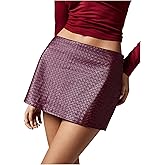 MakeMeChic Women's Faux Leather Mini Skirt Low Waist Bodycon Party Skirts Shorts