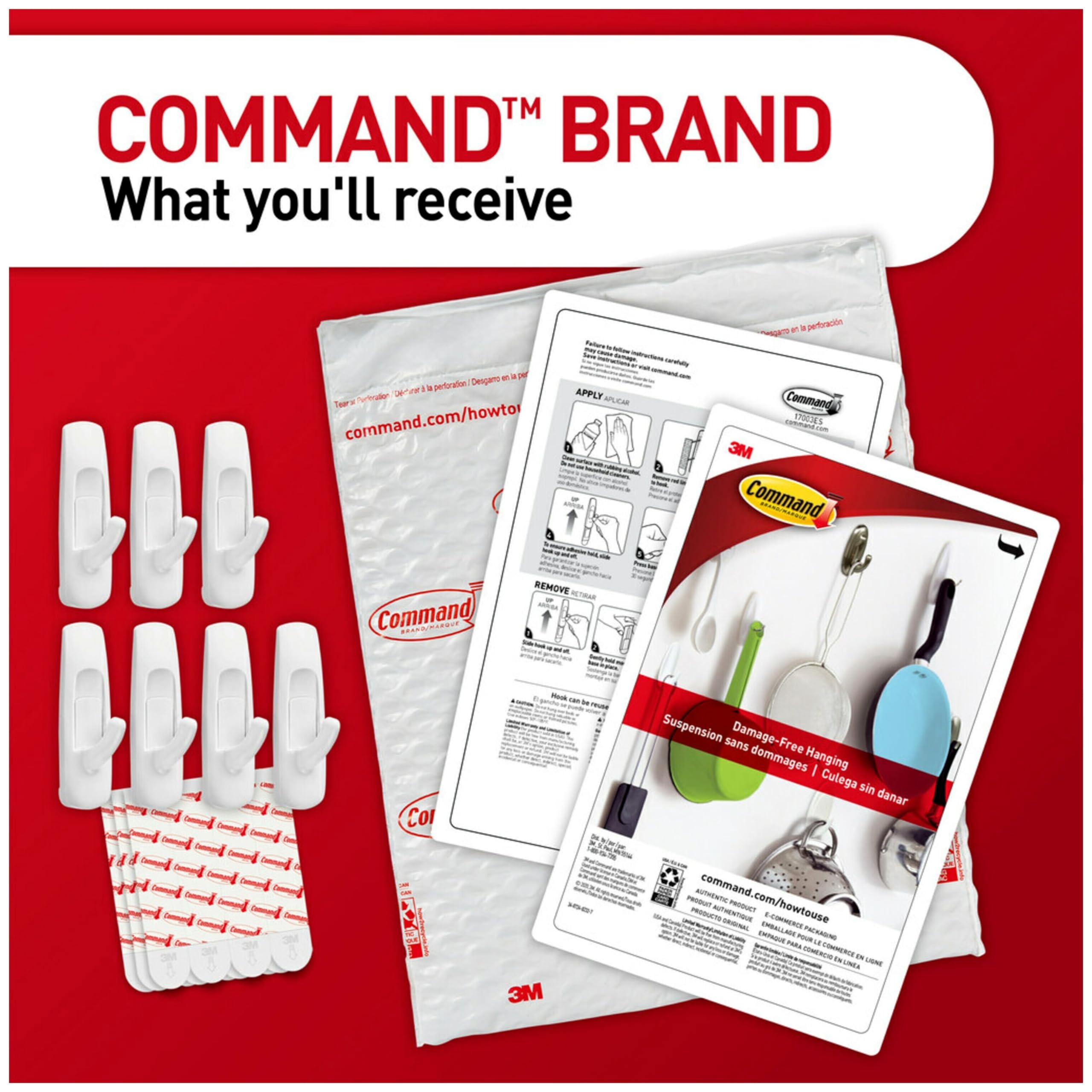 Heavy Duty Command Strip Wall Hooks Hanging Hooks No Damage Wall