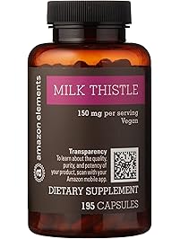 Amazon Brand - Amazon Elements Milk Thistle, Vegan, 150mg, 195 Capsules, More Than a 6 Month Supply
