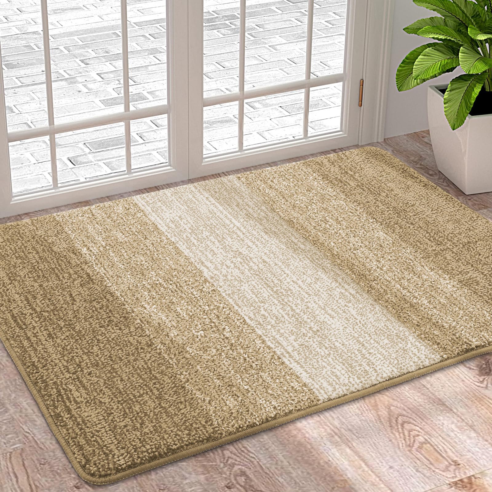 Homaxy Door Mats Indoor, Machine Washable Soft Doormats, Dirt Trapper Super Absorbent Entrance Rug, Non-slip Floor Mats For Inside, Front Back Door, Pets and Dogs (50 X 80 cm, Beige)