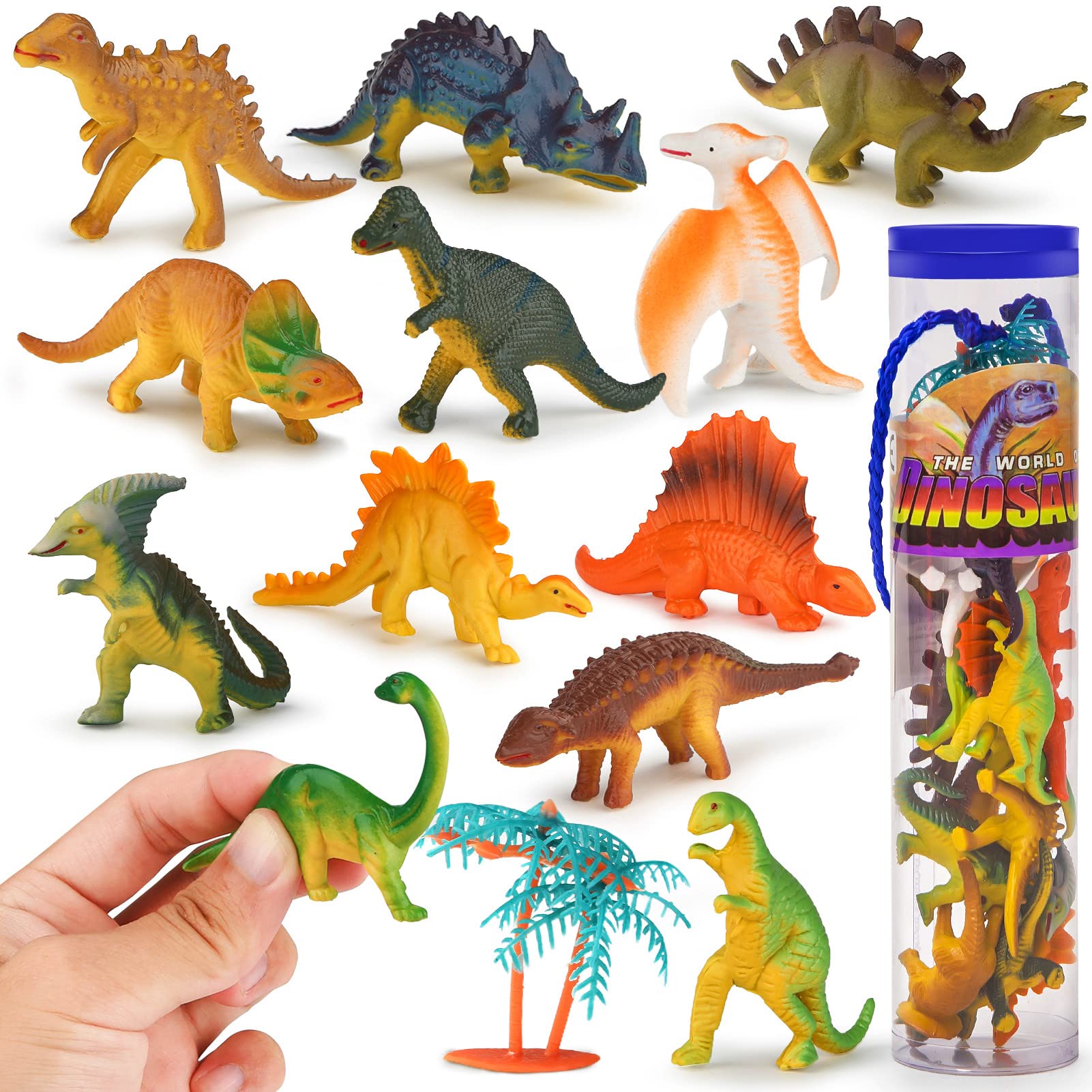 Dreamon Mini Dinosaur Figure Model Play Set Colorful Toy for Kids Toddlers Boys Girls,12 piece