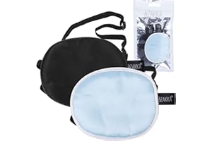 eZAKKA Eye Patches for Adults Kids, 2PCS Silk Eye Patch Medical for Left Right Eye Lazy Eye After Surgery Amblyopia (M, Blue+Black)