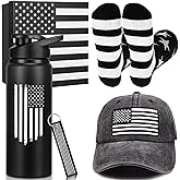 Sieral American Flag Gifts Set for Men Include Tumbler Baseball Cap Socks Keychain with Gift Box for Veterans Christmas