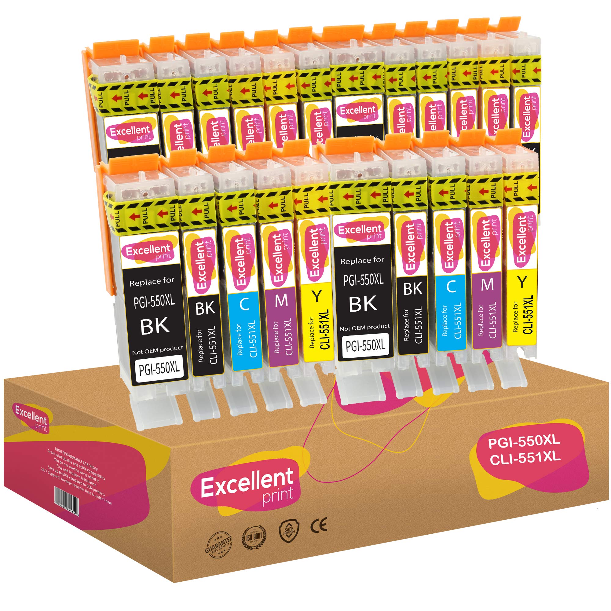 Excellent Print PGI-550XL CLI-551XL 550 551 Compatible Ink Cartridges for Canon Pixma iP7250 iP8750 iX6850 MX925