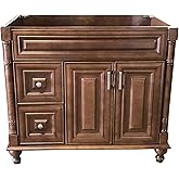 Niturra Maple Walnut Solid Wood Single Bathroom Vanity Base Cabinet 36" W x 21" D x 32" H (Left Drawers)