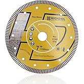 HIGHDRIL Super-Thin Diamond Blade,7 Inch / 175MM with 7/8" Arbor,Dry or Wet Turbo Cutting Disc for General Purpose Porcelain