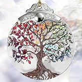 THQZLH Tree of Life Ornament, Stained Glass Christmas Ornaments for Holiday Tree Decor - Meaningful Gift for Family, Friends, Christmas Exchange