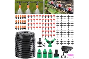 Ambitelligence Drip Irrigation Kit,Automatic Irrigation System for Yard,Lawn,Patio,Greenhouse,Misting Plant Garden Watering System with 1/4 inch Distribution Tubing Hose,164ft/50m