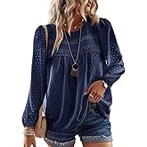 Falechay Boho Tops for Women Long Sleeve Shirts Crewneck Flowy Womens Blouses Dressy Casual Lace Hem Clothing Trendy 2026