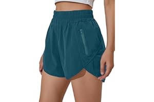 BMJL Women's Running Shorts Elastic High Waisted with Pockets, 2.5" Sporty Workout Quick Dry Athletic Shorts