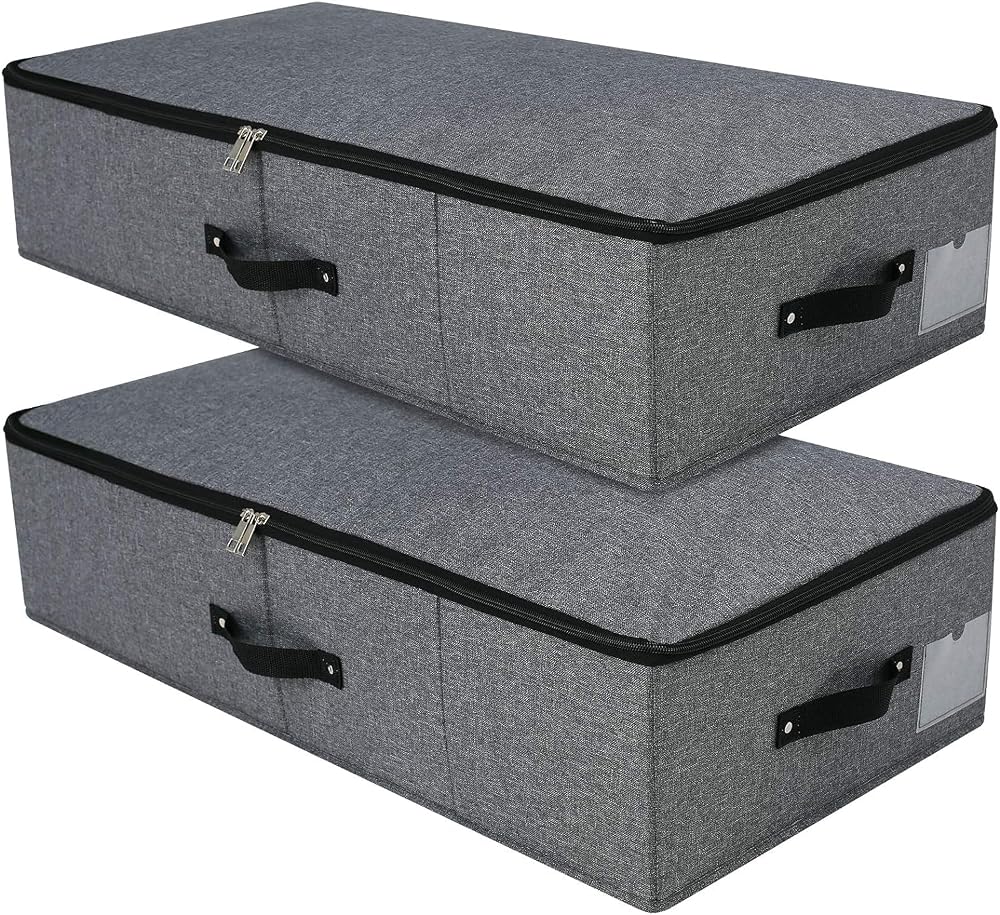 Omygarden Foldable Under Bed Storage Box 74.5x38x18 cm 2P Gray Black