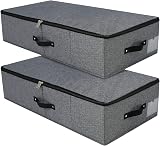Omygarden Foldable Under Bed Storage Box 74.5x38x18 cm 2P Gray Black