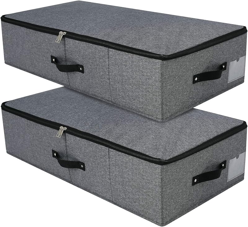 Omygarden Foldable Under Bed Storage Box 74.5x38x18 cm 2P Gray Black