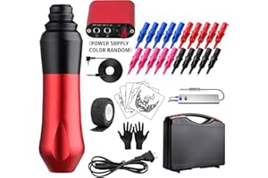 MO MOLONG Kids Tatto Pen Kit Temporary Tattoo with 20Pcs Ballpoint Pen Tattoo Cartridges Tattoo Gun Kit 5 Practise Paper for Beginners Tattoo Supplies/Kids Drawing