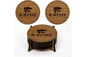 LazerEdge Kansas State Wildcats Wooden Coaster Set - Cherry Wood - Officially Licensed Product - 4-Pack