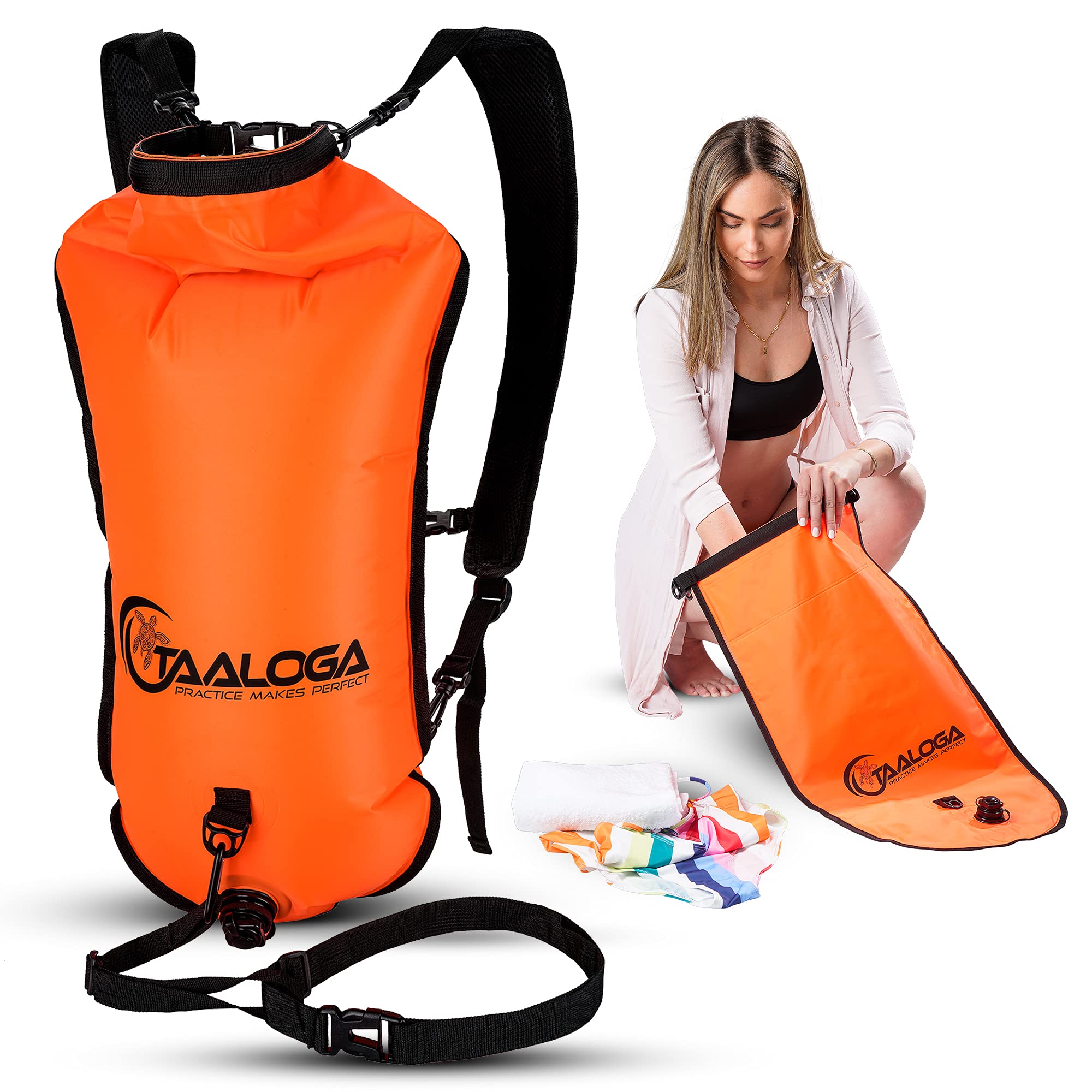 TAALOGA® 2-in-1 Swimming Buoy and Waterproof Backpack Dry Bag Open Water Swim Ideal for Open Water Swimming SUP Sailing Canoe Triathlon Training